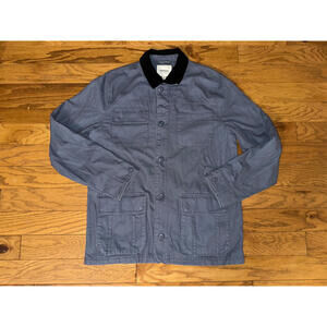 Goodthreads Canvas Barn Chore Jacket Mens Size LT Blue Black Corduroy Collar